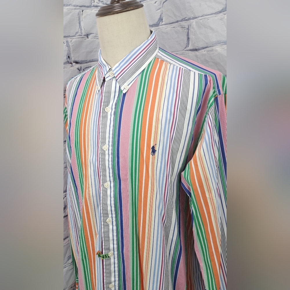 Ralph Lauren Men's Classic Fit Button Down Shirt Colorful Striped Size 2XL XXL - Picture 8 of 12